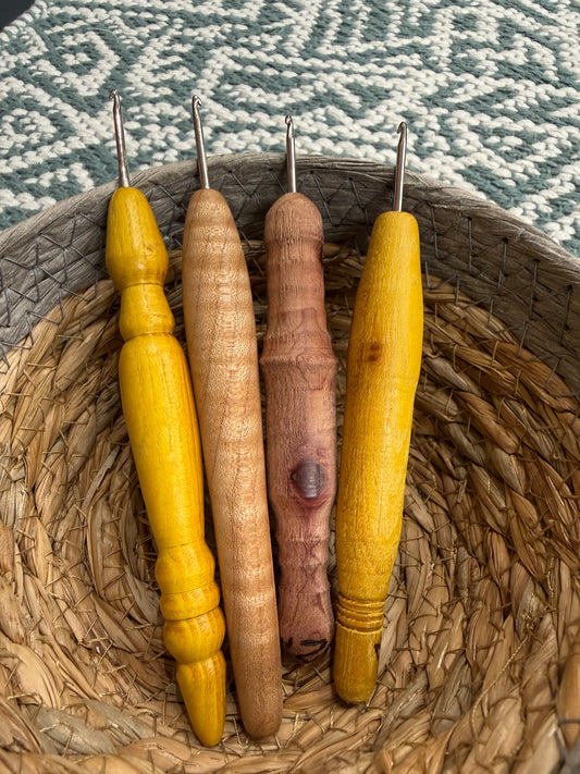 Crochet Hook with Handmade Wooden Handle