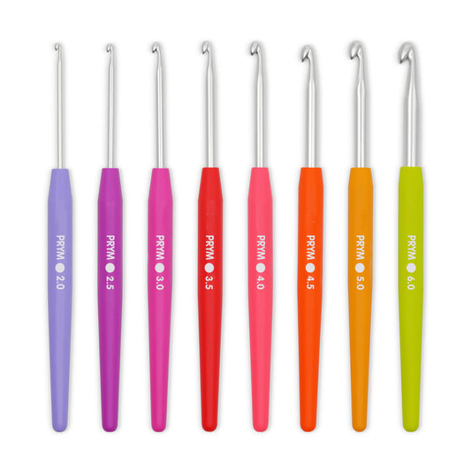 Prym Soft Grip Aluminum 8 Crochet Hook Set, sizes 2-6mm