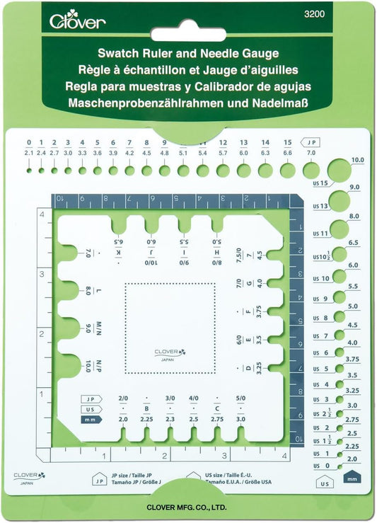 Clover Swatch Ruler and Needle Gauge